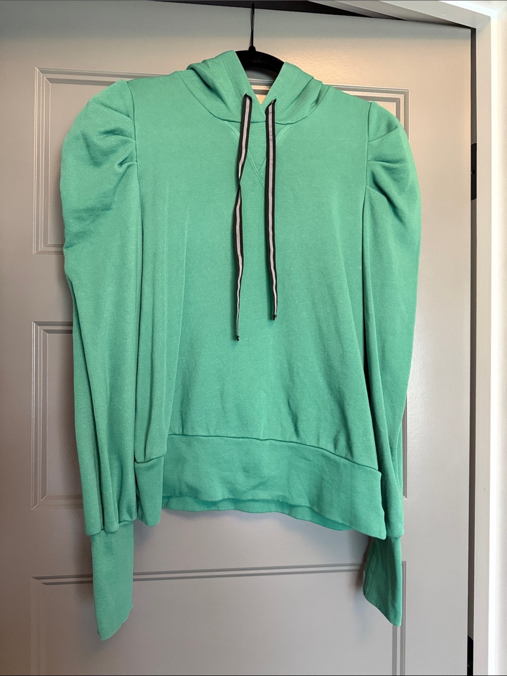 Evereve Mint Green Puff Sleeve Hoodie